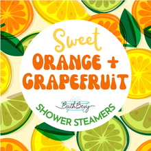 Load image into Gallery viewer, SWEET ORANGE + GRAPEFRUIT SHOWER STEAMERS (SET OF 2)